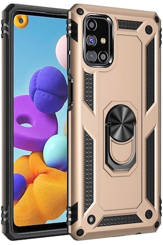 Galaxy M31S Kılıf Zore Vega Yüzüklü Standlı Zırh Kılıf