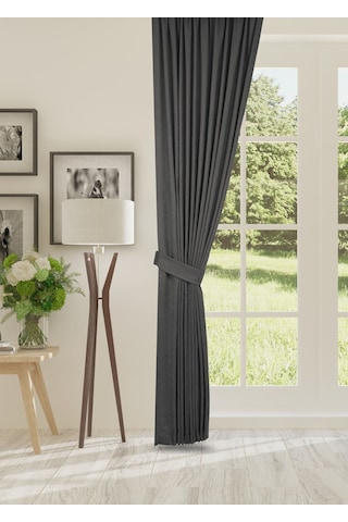 Cheap's Home Petek Dokulu Kadife Dokuma Sık 1 X 3 Pileli Fon Perde Antrasit