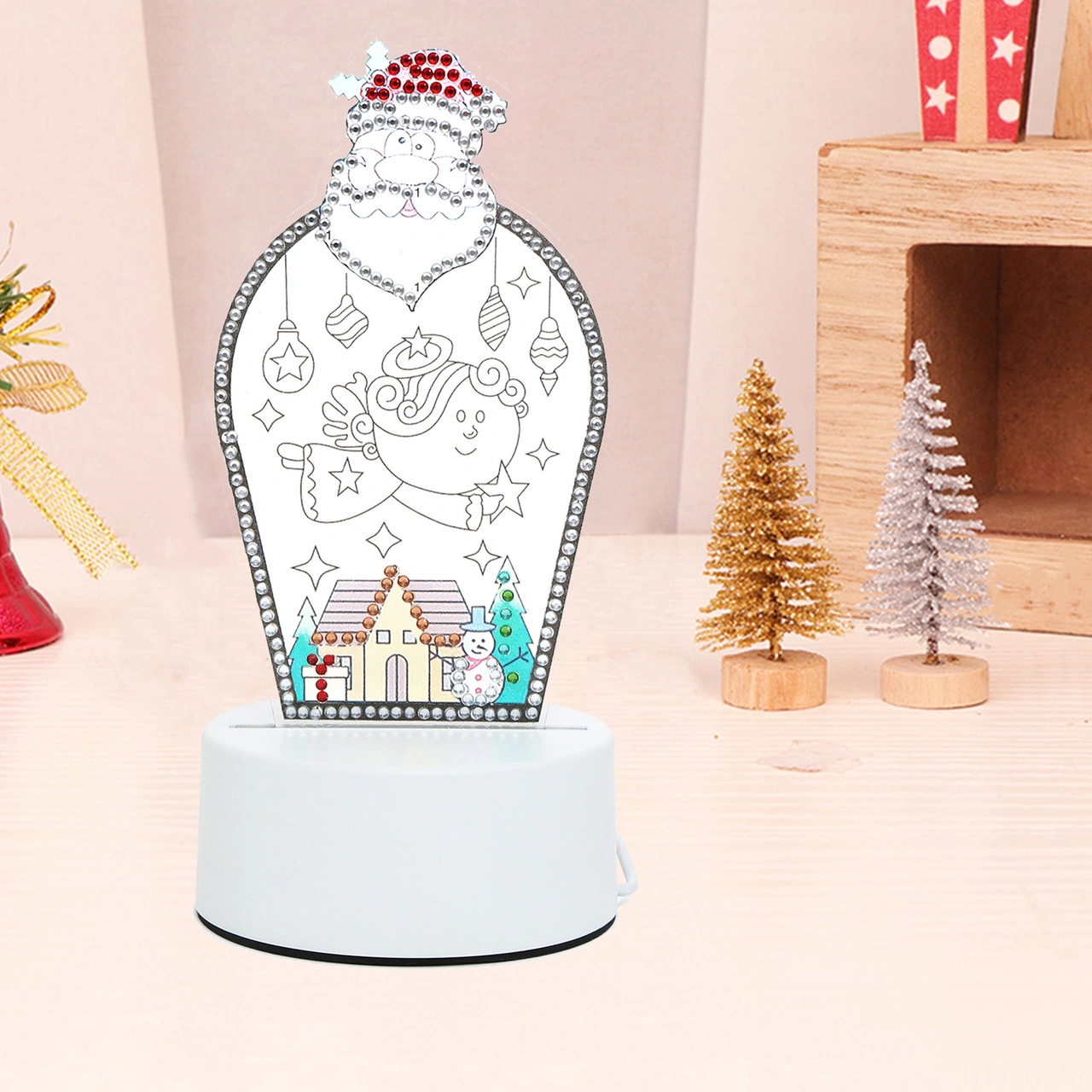 Hombey Noel Led Gece Lambası - Kendi Elinle Yapılan El Yaptı Pırlanta Boyama 3 Farklı Desen Seçeneği Diğer