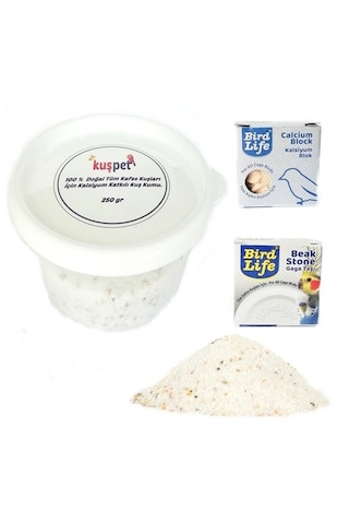 Birdlife Kafes Kuşları Kuş Kumu Gaga Taşı Kalsiyum Blok 3'lü Bakım Seti