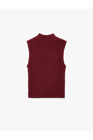 Koton Dik Yaka Dokulu Kolsuz Triko Bluz Bordo 6wak30023ht Bordo