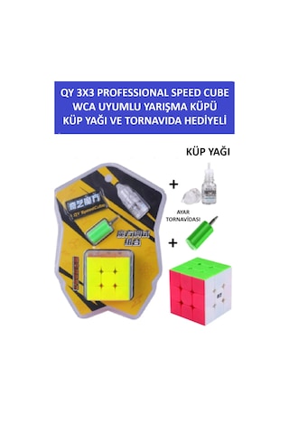 Qy 3x3 Profesyonel Speed Cube -rubık 3x3 Zeka Sabır Küpü- Küp Yağı Ve Tornavıda Hedıyelı