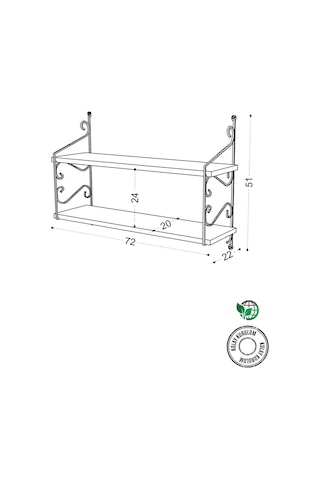 Decormet Seramoni Raf Seti 2 Raflı 200 720 Metal Beyaz+ahşa Beyaz