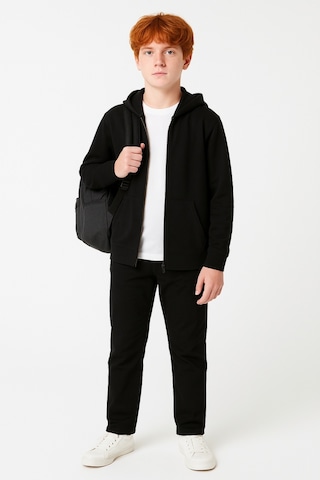 Giyicem G2025-3 Basic Fermuarlı Kapüşonlu Unisex Okul Sweatshirt - Siyah