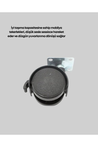 Sessiz Ve Dayanıklı Kilitli Mobilya Tekerleği 4 Cm Tekli Sarı