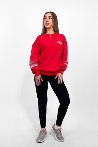 Nature The Brand Ntb Kolda Pvc Şerit Detaylı Oversize Sweatshirt Kırmızı