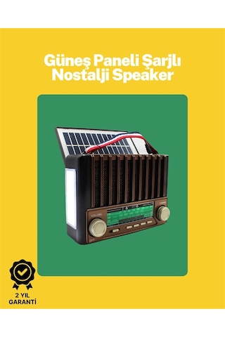Ktf-1428 Solar Panel Destekli Şarjlı Bluetooth Hoparlör - Fm/am/sw Radyo, Aux Ve Tf Kart Girişli