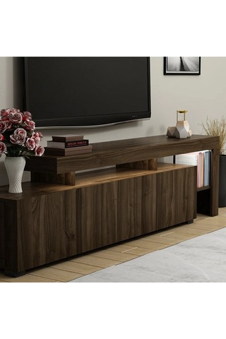 Tv Sehpası Buğra Ceviz Led Işıklı 192 Cm