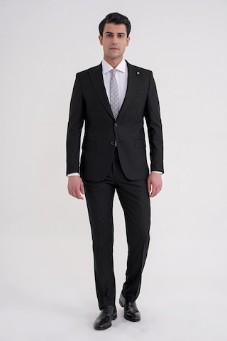 Efor Slim Fit Çift Yırtmaç Sivri Yaka Esnek Siyah Klasik Takım Elbise Tk 939 Siyah