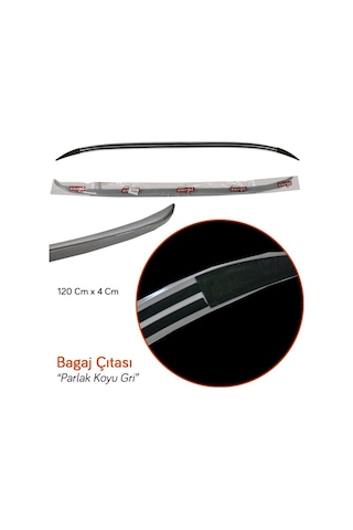 Carpi Bagaj Çıtası Ergonomik Parlak Koyu Gri Bıyık 120 Cm X 4 Cm