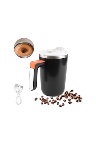 Qingmipy 300ml Şarj Edilebilir Manyetik Karıştırma Bardak, 304 Paslanmaz Çelik, Su Geçirmez, Ofis/okul/spor Salonu İçin Siyah