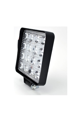 Beyaz Işık Çalışma Lambası 16 Led 12v - 24v 48w Kare Aluminyum Siyah Boyalı