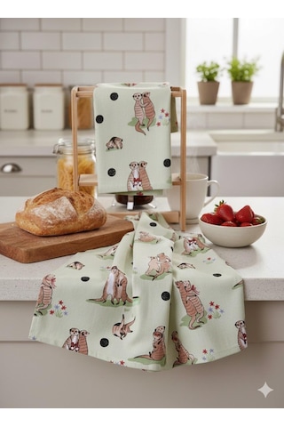Cath Kidston Desenli Mutfak Kurulama Bezi 1-adet Açık Yeşil