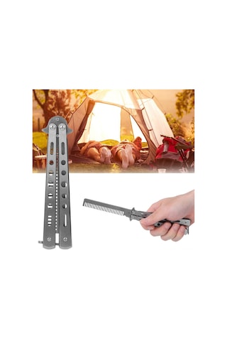 Xindoker Güvenli Uygulama Bıçaklı Tarak - Gümüş Renkli, Uçsuz, Dış Mekan Aktivitesi Ve Spor İçin Eğitim Aracı Gümüş