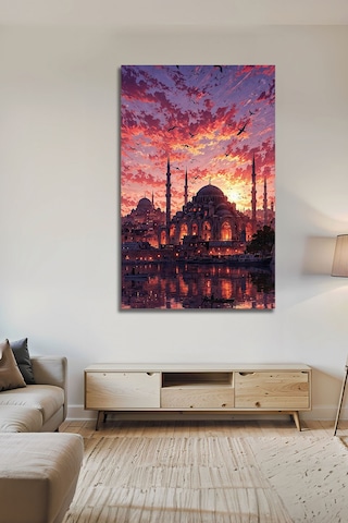 Efsanevi İstanbul Gün Batımı Modern Dekoratif Şık Cam Tablo Şehir Temalı Dekoratif Duvar Tablosu, Salon Ve Ofis Dekoru,