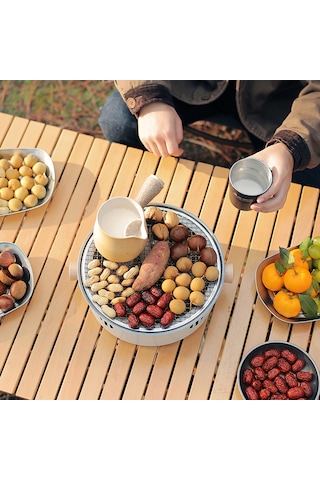 Beyaz Kamp Barbekü Soba Taşınabilir Kömür Barbekü Izgara Beyaz