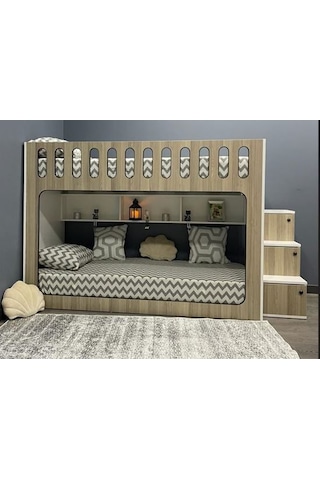 Diamond %100 Mdf Seyyar Merdivenli İkili RanzaMb1