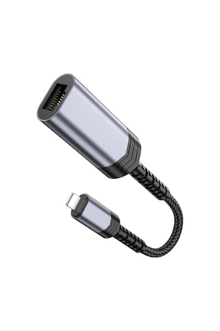 Hoco. Ua26 Tak Çalıştır Lightning To Rj45 100 Mbps Ethernet Dönüştürücü - Gri