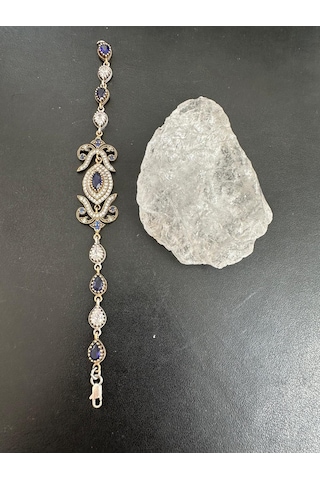 Otantik Safir Ve Zirkon Taşlı 18 Cm Gümüş Bileklik 925 Ayar