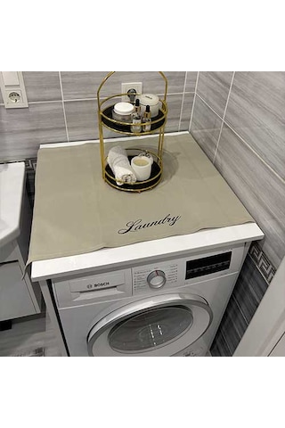 Laundry Duck Keten Su Geçirmez Ve Kirlenmez Çamaşır Makinesi - Buzdolabı - Bulaşık Makinesi Örtüsü Açık Gri