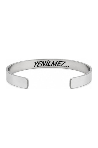 Çelik Bileklik Parlak Ve Paslanmaz Çelik Her Bileğe Uygun Ayarlanabilir Ölçülü Sözlü Bileklik Gümüş5