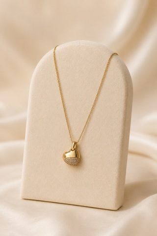Balenbi Jewelry Taşlı Kalp Uçlu Kararmaz Çelik Kadın Kolye 14k Gold 1163 Altın