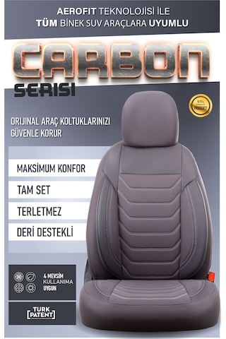 Toyota Corolla Cross Uyumlu Lüx Deri Detaylı Oto Koltuk Kılıfı Ön Arka Takım Carbon Serisi Füme