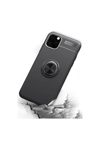 Apple İphone 11 Pro Kılıf Range Yüzüklü Silikon - Siyah-kırmızı