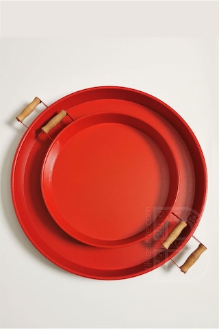 Kitchen Trend 2 Li 51 Cm ve 37 Cm Ahşap Kulplu Metal Yuvarlak Kı
