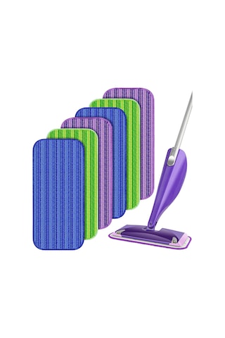 Youmex Swiffer Wet Jet Uyumlu Mikrofiber Mop Padı - 12 İnç, 6 Adet 2 Yeşil+2 Mor+2 Mavi , Yıkama Ve Yeniden Kullanım, Ahşap/seramik/zemin Temizliği