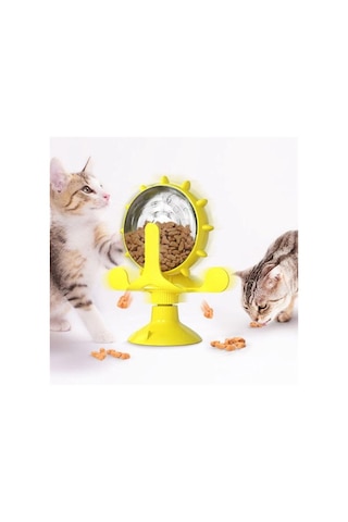 Vantuzlu Zilli İnteraktif Dönebilen Mama Kaplı Renkli Eğlenceli Eğitici Kedi Oyuncağı 5286