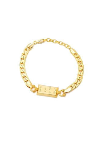 İmitasyon Altın Kaplama Çizgili Figaro Desenli Külçe Bileklik Blk-1151 Altın