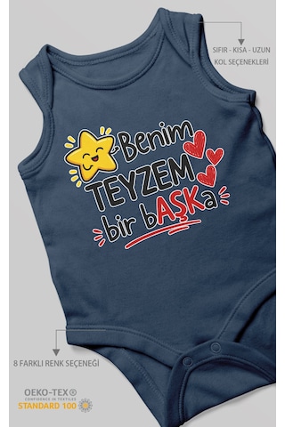 Morivokids Benim Teyzem Bir Başka Sıfır Kollu Bebek Zıbını %100 Pamuk Lacivert