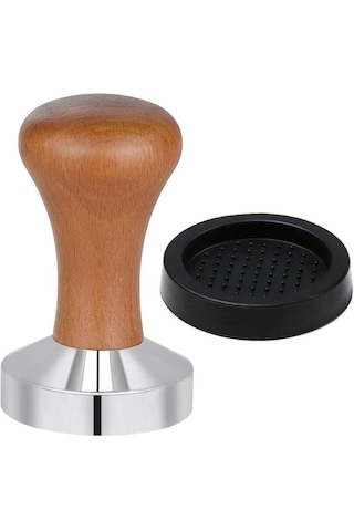 Kahve Tamperi Koyu Ceviz Ahşap Sap Tabanlı Espresso Tamperi 53 Mm