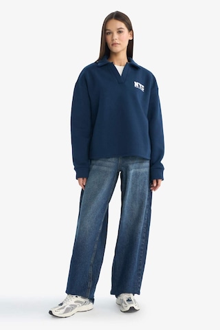 Defacto Coool Oversize Geniş Kalıp Polo Yaka Baskılı Sweatshirt G3721ax25wnnv248 Lacivert-nv248