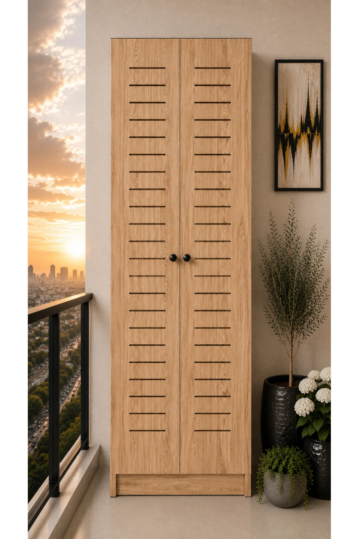 Flower Dolap,çok Amaçlı Kombi Dolabı,balkon Dolabı,kiler Dolabı Ceviz