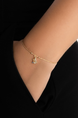 U Harfi 18 Ayar Sarı Altın Kaplama 19 Cm Gümüş Nazar Bileklik 02961498