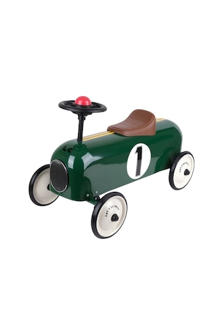 Vintage Minik Klasik Pedallı Araba Yeşil Metal Gövde Sessiz Tekerlek Ergonomik Koltuk Çok Renkli
