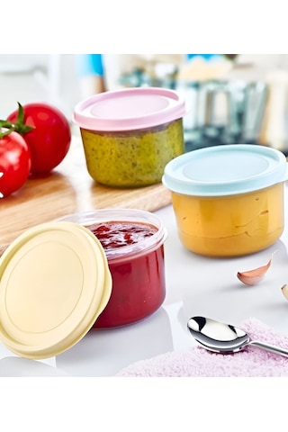 3 Lü Mini Yuvarlak Saklama Kabı 3x175ml