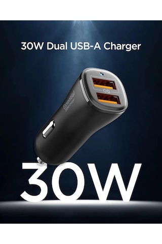 Spigen 30w Usb-a 2 Port Araç İçi Hızlı Şarj Aleti 18w + 12w Akım Korumalı Güç Adaptörü İphone & Android & İpad Type-c Pd Ev302 - Acp08700