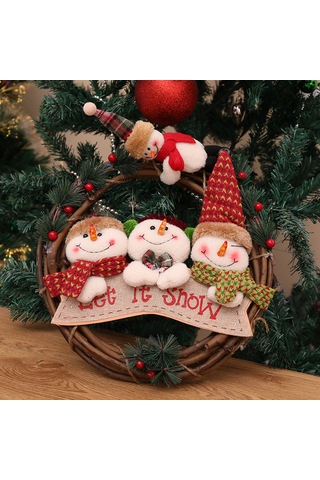 Noel Rattan Çelenk Dekorasyon Kolye Kardan Adam Tarzı 024