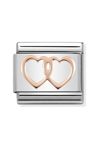 Composable Classic Dekoratif Link - Semboller - Çift Kalpler - 9k Rose Altın