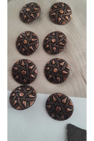 Antık Bakır Metal Düğme 25 Mm 8 Adet