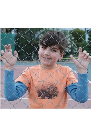 Uzun Kol Pamuklu Tişört Turuncu Mavi Punky Animals 2022-B-0006