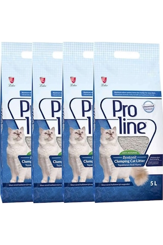 Proline Parfümsüz İnce Taneli Topaklaşan Bentonit Kedi Kumu 4 x 5 L
