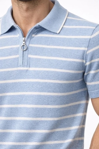 Vexor Erkek Triko Polo Yaka Fermuarlı Çizgili Tişört T-shirt Yazlık Şık - Bebek Mavisi