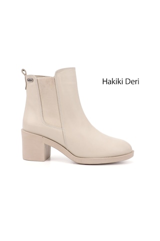 Gönderi R Kadın Bej Fermuarlı Kalın Topuklu Hakiki Deri Chelsea Bot Gkzb13453429 Bej