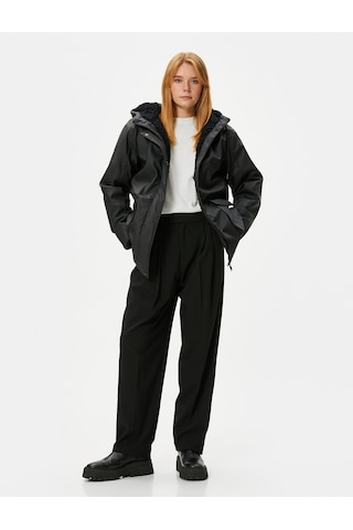 Koton Kapüşonlu Outdoor Mont Fermuarlı Çıtçıt Düğmeli Kapaklı Cepli Siyah 4wak00217ew 4WAK00217EW999 Siyah