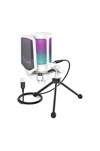 Fifine Ampligame A6V RGB USB Mikrofon Beyaz
