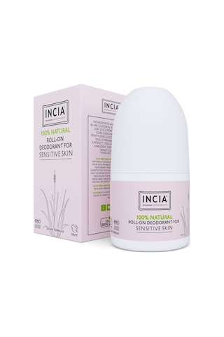 INCIA %100 Doğal Roll On Deodorant Hassas Ciltler İçin Ter Kokusu Önleyici Leke Yapmayan 50 ML